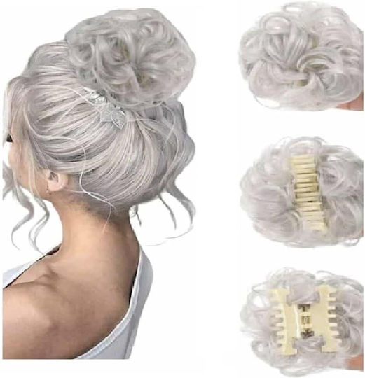 Postis Bun Synthetic Hair High Quality Clamper Placement Light Gray Gray