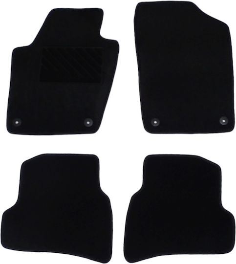 Car Carpet Mats Medium Quality Black VW Polo 5th Generation Model 2009-2017 Round Fasteners 4 Pieces