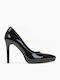 Patent Leather Heels with Thin Stiletto Heel Black