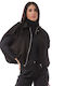 Women's Lifestyle Suede Jacket for Winter Black