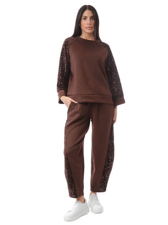 Silia D Sweatpants Set Brown