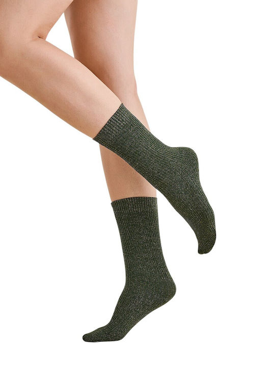 Women's Socks Green with Print