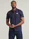 Logo Logo Polo Short Sleeve Blouse Navy Blue