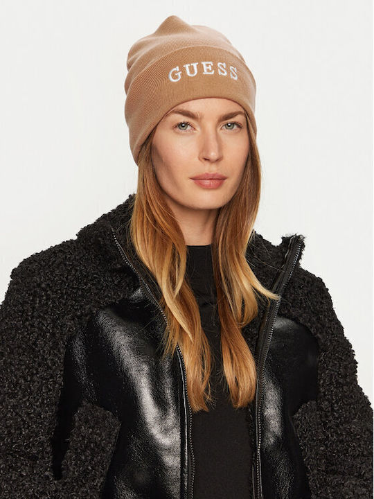 Pol01 Beanie Beanie Knitted in Beige color
