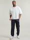 Pants Sweatpants Glossy with Elastic Navy Blue