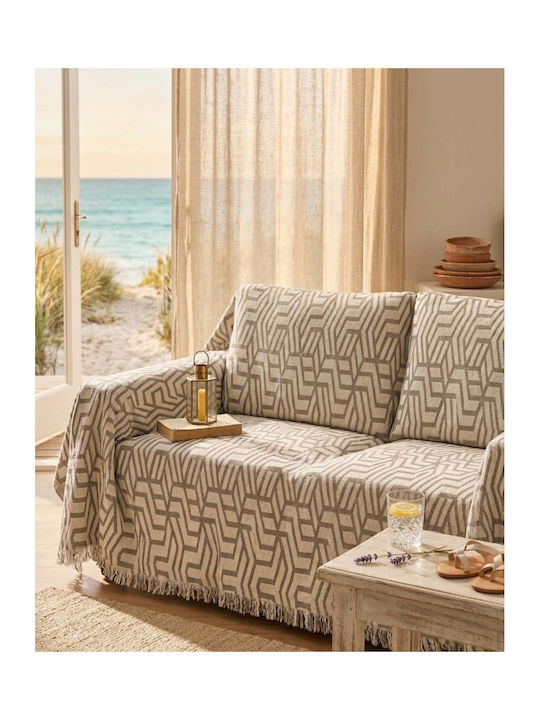 Kraft World Armchair Throw 180x180cm Ecru TUR11-180X180-Ecru