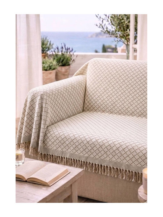 Kraft World Armchair Throw 180x220cm Ecru TUR13-180X220-Ecru