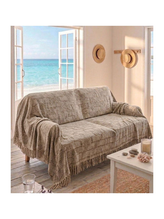 Kraft World Ριχτάρι Πολυθρόνας 180x220εκ. Εκρού