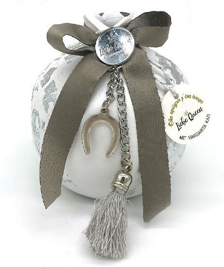LiebeQueen Handmade Окачен Гоури Нар Бял Керамичен 9x9.5см 1бр