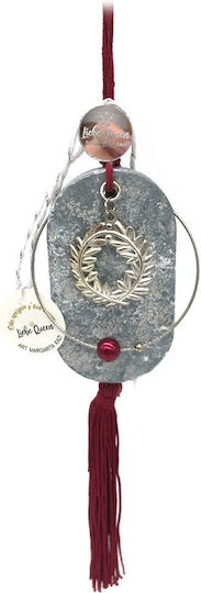 LiebeQueen Handmade Hanging Lucky Charm with Wishes Burgundy Ceramic 1pcs
