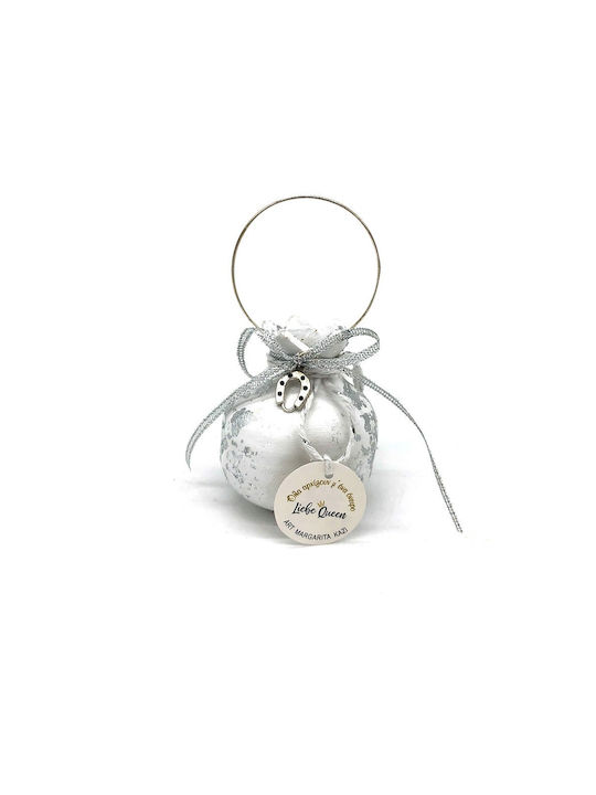 LiebeQueen Handmade Hanging Lucky Charm Pomegranate White Ceramic 5.5x7cm 1pcs