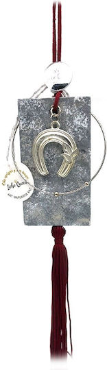 LiebeQueen Handmade Hanging Lucky Charm Horseshoe Burgundy Ceramic 1pcs