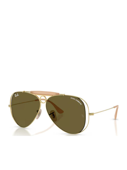 Ray Ban Men's Sunglasses with Gold Metallic Fra...
