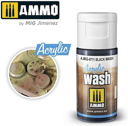 Ammo Acrylic Model Making Paint Black Wash 15ml