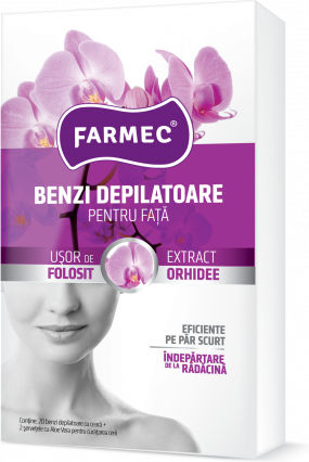 Facial Hair Removal Strips Farmec 20 10x2 Wax Strips