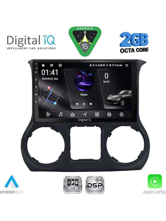 Digital IQ Car Audio System for Jeep Wrangler 2011-2014 (Bluetooth/USB/WiFi/GPS/Apple-Carplay/Android-Auto) with Touch Screen 10"