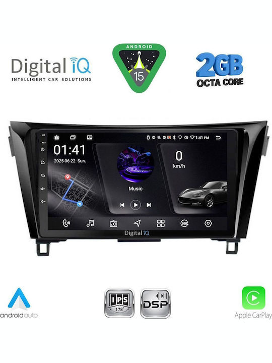 Digital IQ Auto-Audiosystem für Nissan Qashqai / X-Trail 2014-2021 (Bluetooth/USB/WiFi/GPS/Apple-Carplay/Android-Auto) mit Touchscreen 10"