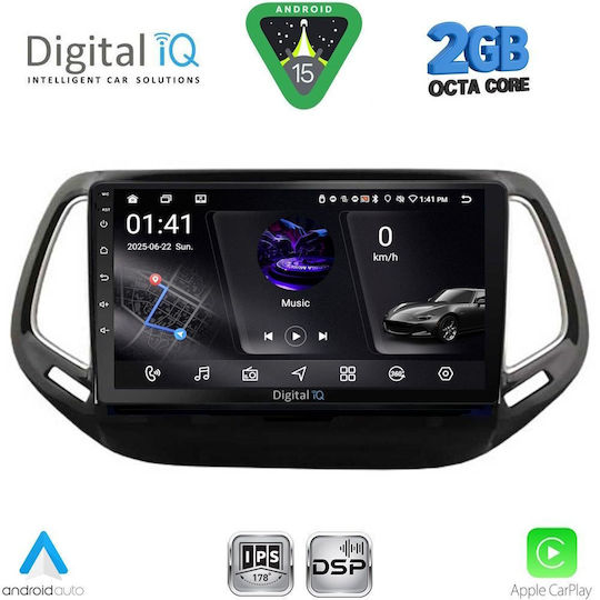 Digital IQ Car Audio System for Jeep Compass 2016-2021 (Bluetooth/USB/WiFi/GPS/Apple-Carplay/Android-Auto) with Touch Screen 10"