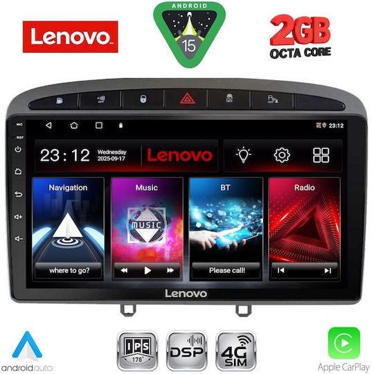 Lenovo Car Audio System for Peugeot 308 / RCZ 2009-2015 (Bluetooth/USB/WiFi/GPS/Apple-Carplay/Android-Auto) with Touch Screen 9"