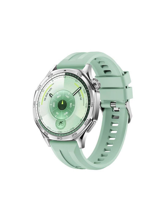 Silicone Strap Groove Pattern Silver Clasp Realme Watch S Green