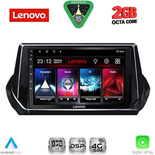 Lenovo Автомобилна Аудио Система (Блутут/USB/WiFi/GPS/Apple-Carplay/Android-Auto) с Тъчскрийн 9"