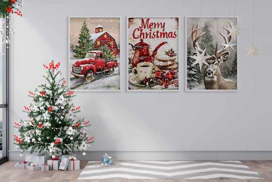 Gemälde Plakate Wohnzimmer Weihnachten Feiertage Weihnachtlicher Baum Winter