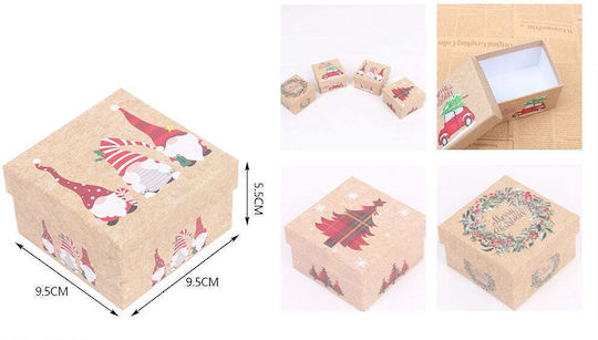 Weihnachts-Geschenkverpackung Box 9,5×9,5×5,5 cm – 4 Designs 1 Stück