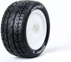 Louise RC E-Rocket 1-10 Buggy Tire Set Mounted Soft White Wheels Hex 12mm 4WD Rear L-T3188SWKR Louise RC World
