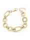 Charmy Two-tone Chain Hand made of Steel Gold-plated Wide Thickness 13mm and Length 16cm