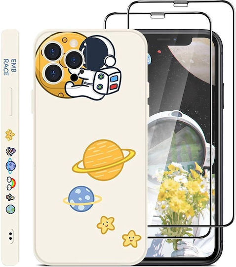 Back Cover Σιλικόνης / Tempered Glass Μπεζ (iPhone 12 Pro Max)