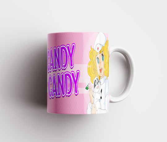 White Ceramic Mug Candy Candy Dp5713