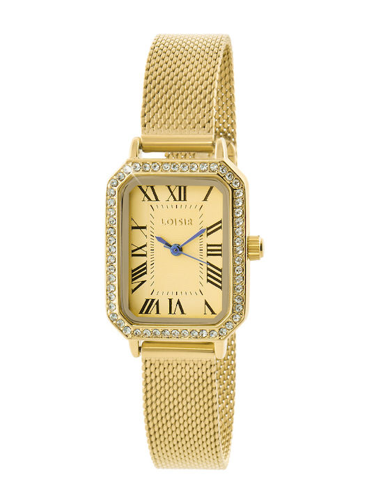 Loisir Mannish Women's Watch with Gold Metal Br...