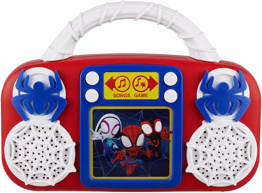 Ekids Spidey His Amazing Friends Boombox Karaoke & Wireless Microphone Kids Built-in Music Lighting Sound Effects Sa-110 Red Blue