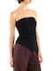Women's Blouse Cotton Strapless Black