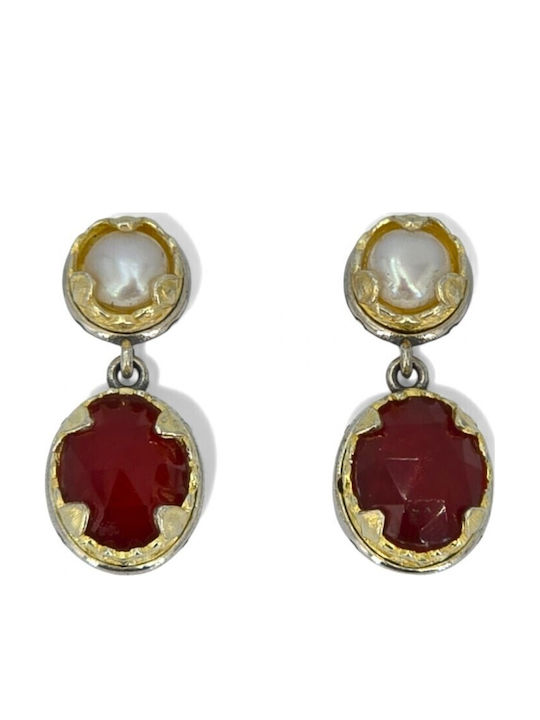Earrings made of Silver Gold Plated with Pearls