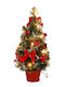 Arbore Decorativ de Crăciun Jup Ornamente Iluminate 40cm Roșu