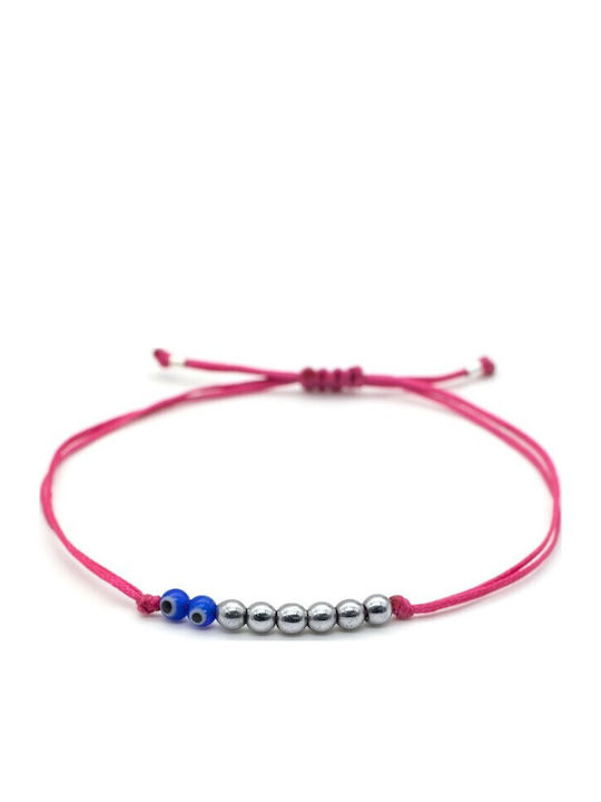 Bracelet Lucky Charm 2 Eyes + 6 Wishes Fuchsia