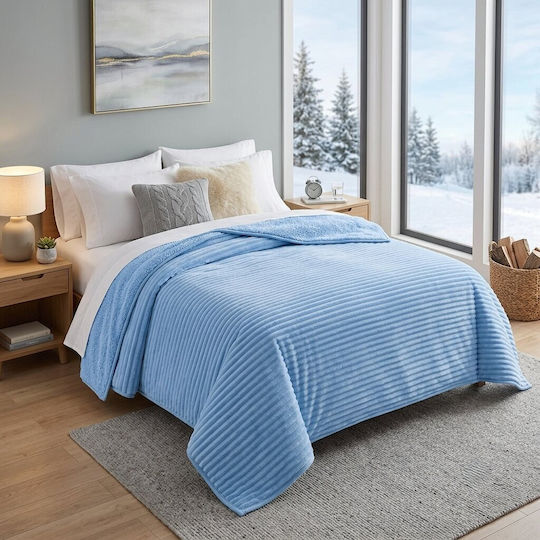 Kraft World Κουβέρτα Sherpa Υπέρδιπλη 220x240εκ. Γαλάζιο
