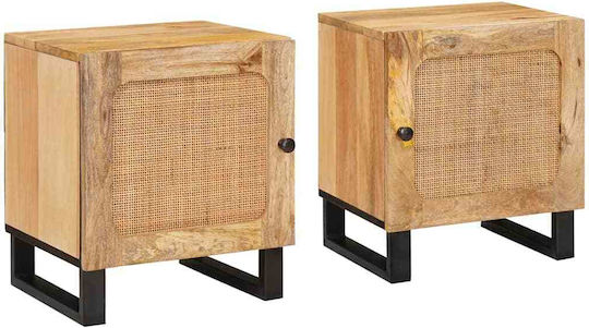 vidaXL Bedside Tables Made of Solid Mango Wood 2 Pieces 40x33.5x46 cm