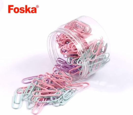 Foska Paper Clips Pastel Colored Jar 120 Pieces 28mm As1013