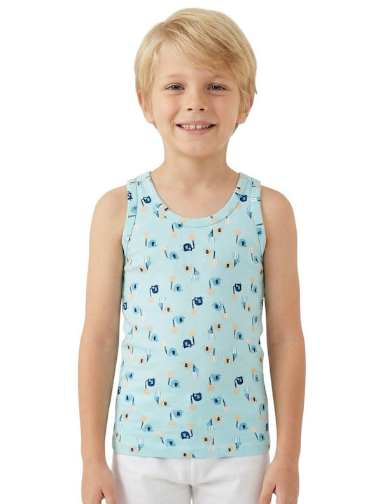 Defne Baby The Cutest Elephants Set of Kids' Undershirts Sleeveless Light Blue