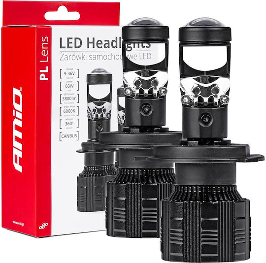 AMiO Λάμπες Αυτοκινήτου H4 Canbus LED 5000K Ψυχρό Λευκό 9-36V / 36V 60W 2τμχ
