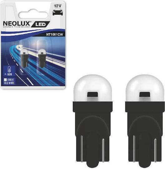 Neolux Lamps Car T10 LED 6000K Cold White 12V 0.5W 2pcs