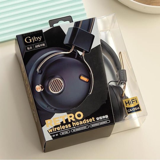 Gjby CA-054 Ασύρματα Bluetooth On Ear Ακουστικά Μαύρα
