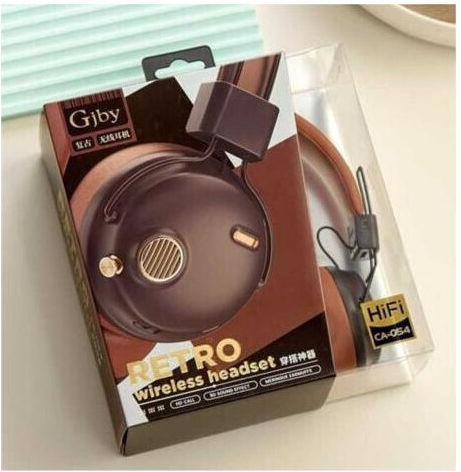 Gjby CA-054 Ασύρματα Bluetooth On Ear Ακουστικά Καφέ