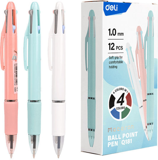 Deli Ballpoint Pens 12 Pieces (Various Colours)