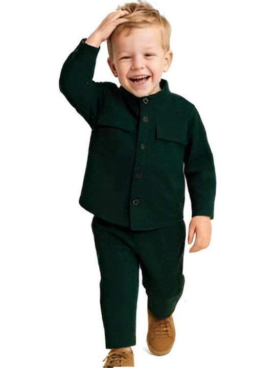 Kinder Hemd Langarm Dark Green