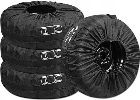 Set 4 Huse de Protecție pentru Depozitarea Anvelopelor Zola 15-20" Universale Reglabile Impermeabile Rezistente la Praf Negre