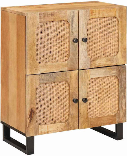 Wooden & Metallic Chest of Drawer Coffee 60x33.5x75cm