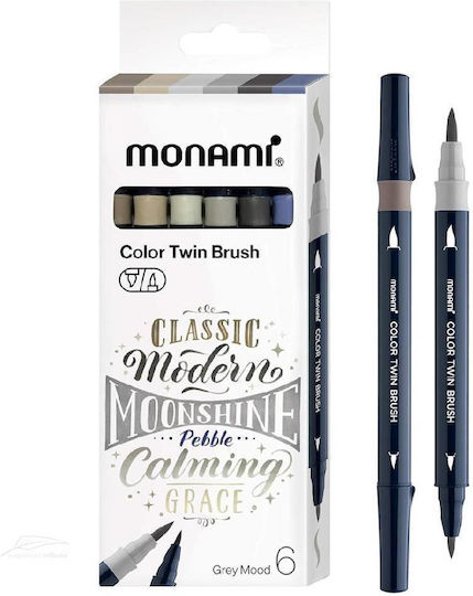 Monami Μαρκαδόροι Grey Σετ 6τμχ